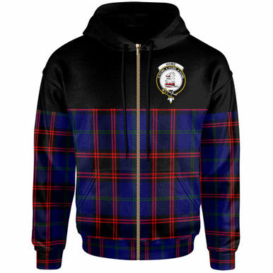 Scottish Home (or Hume) Clan Crest Tartan Hoodie - Horizontal Style Zip-up Tartan Plaid