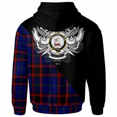Scottish Home (or Hume) Clan Crest Tartan Hoodie - Military Logo Back Side Tartan Plaid