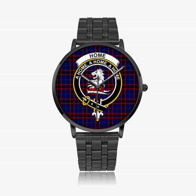 Scottish Home (or Hume) Clan Crest Tartan Instafamous Steel Quartz Watches Tartan Plaid Black 1
