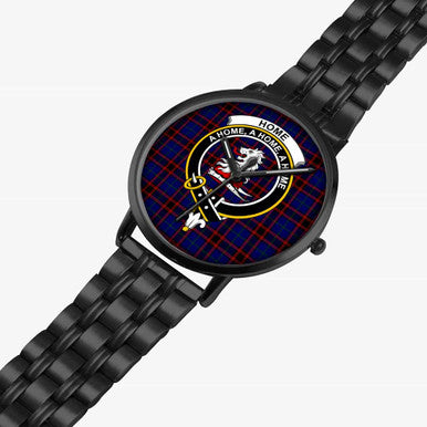 Scottish Home (or Hume) Clan Crest Tartan Instafamous Steel Quartz Watches Tartan Plaid Black 2