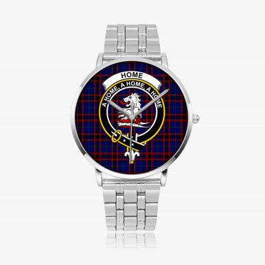 Scottish Home (or Hume) Clan Crest Tartan Instafamous Steel Quartz Watches Tartan Plaid Silver 1