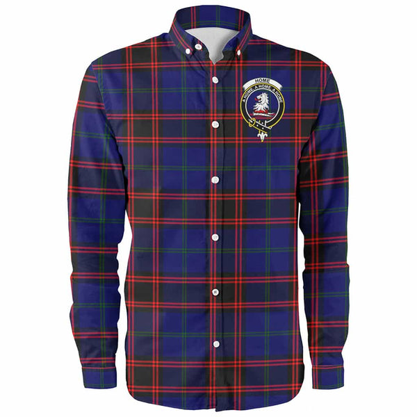 Scottish Home (or Hume) Clan Crest Tartan Long Sleeve Shirt Front Side Tartan Plaid