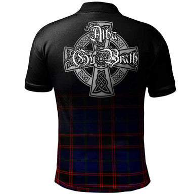 Scottish Home (or Hume) Clan Crest Tartan Polo Shirt - Alba Gu Brath Family Crest Celtic Inspired Back Side Tartan Plaid
