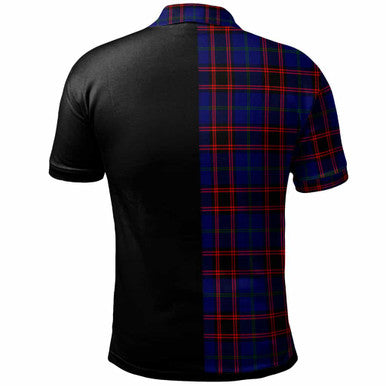 Scottish Home (or Hume) Clan Crest Tartan Polo Shirt - Half in Me Back Side Tartan Plaid