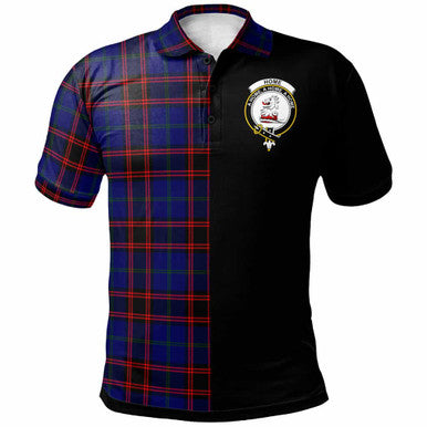 Scottish Home (or Hume) Clan Crest Tartan Polo Shirt - Half in Me Front Side Tartan Plaid