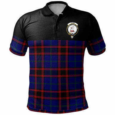 Scottish Home (or Hume) Clan Crest Tartan Polo Shirt - Horizontal Style Front Side Tartan Plaid