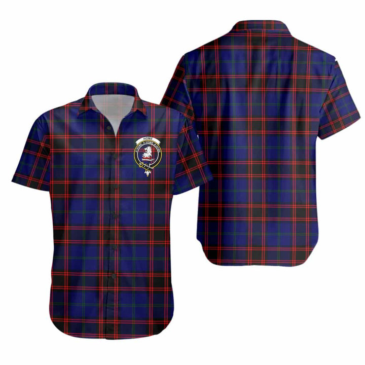Scottish Home (or Hume) Clan Crest Tartan Short Sleeve Shirt Tartan Plaid