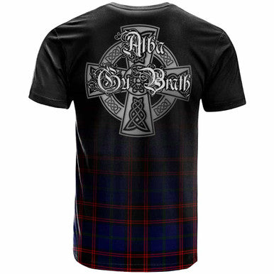 Scottish Home (or Hume) Clan Crest Tartan T-Shirt - Alba Gu Brath Family Crest Celtic Inspired Back Side Tartan Plaid