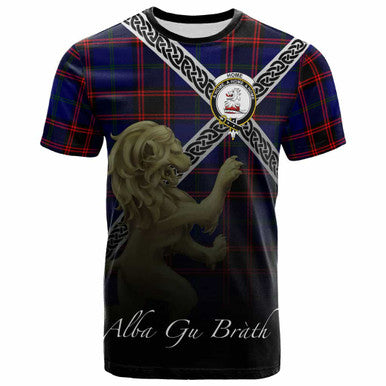 Scottish Home (or Hume) Clan Crest Tartan T-Shirt - Celtic With Scotland Lion Front Side Tartan Plaid