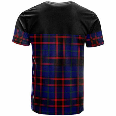 Scottish Home (or Hume) Clan Crest Tartan T-Shirt - Horizontal Style Back Side Tartan Plaid