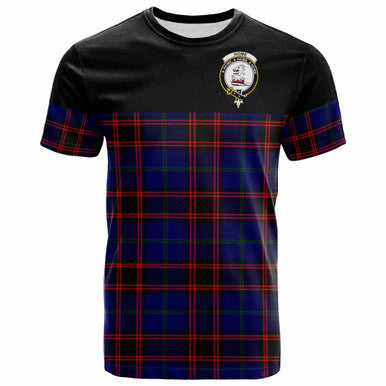 Scottish Home (or Hume) Clan Crest Tartan T-Shirt - Horizontal Style Front Side Tartan Plaid