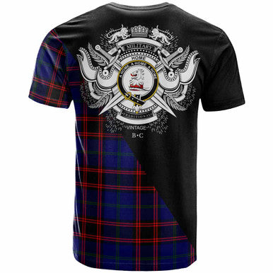 Scottish Home (or Hume) Clan Crest Tartan T-Shirt - Military Logo Back Side Tartan Plaid