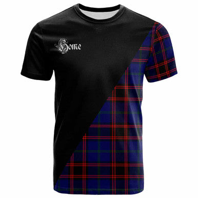 Scottish Home (or Hume) Clan Crest Tartan T-Shirt - Military Logo Front Side Tartan Plaid