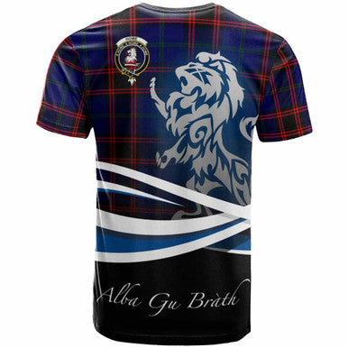 Scottish Home (or Hume) Clan Crest Tartan T-Shirt - Scotland Lion Back Side Tartan Plaid