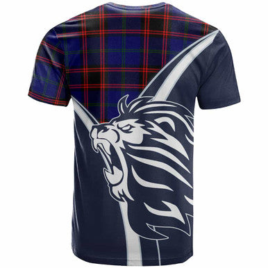 Scottish Home (or Hume) Clan Crest Tartan T-Shirt - Bend Style Back Side Tartan Plaid
