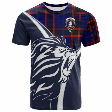 Scottish Home (or Hume) Clan Crest Tartan T-Shirt - Scottish Flag With Lion Front Side Tartan Plaid