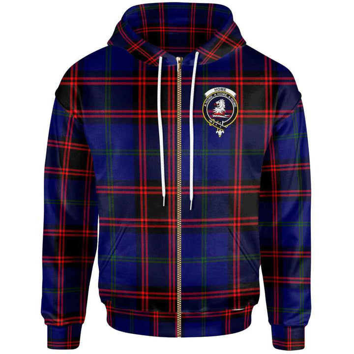 Scottish Home (or Hume) Clan Crest Tartan Hoodie Zip Tartan Plaid