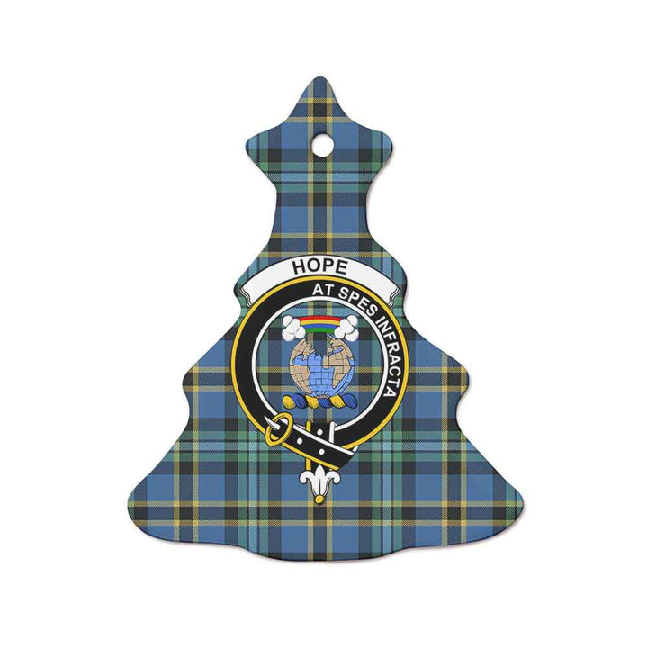 Scottish Hope Clan Crest Tartan Ceramic Ornament Tree Shape Tartan Plaid