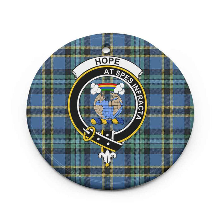 Scottish Hope Clan Crest Tartan Ceramic Ornament Circle Shape Tartan Plaid