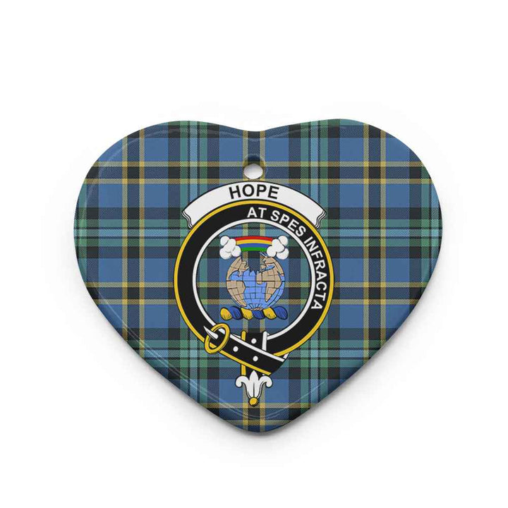 Scottish Hope Clan Crest Tartan Ceramic Ornament Heart Shape Tartan Plaid