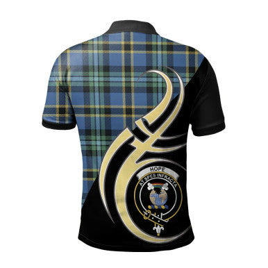 Scottish Hope Clan Crest Tartan Polo Shirt Believe in Me Back Side Tartan Plaid