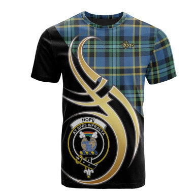 Scottish Hope Clan Crest Tartan T-Shirt Believe in Me Front Side Tartan Plaid