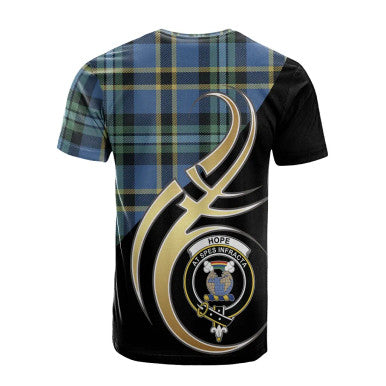 Scottish Hope Clan Crest Tartan T-Shirt Believe in Me Back Side Tartan Plaid