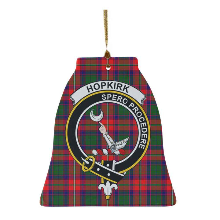 Scottish Hopkirk Clan Crest Tartan Ceramic Ornament Bell Shape Tartan Plaid
