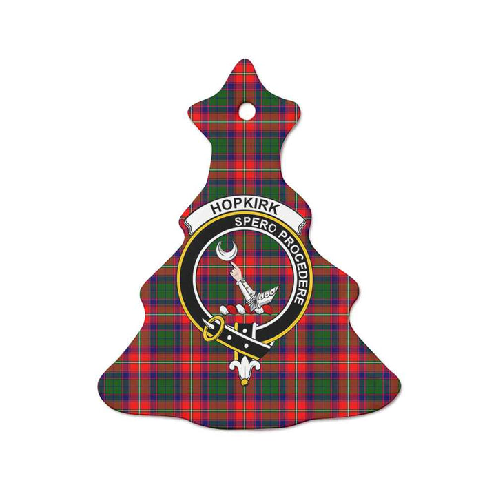 Scottish Hopkirk Clan Crest Tartan Ceramic Ornament Tree Shape Tartan Plaid