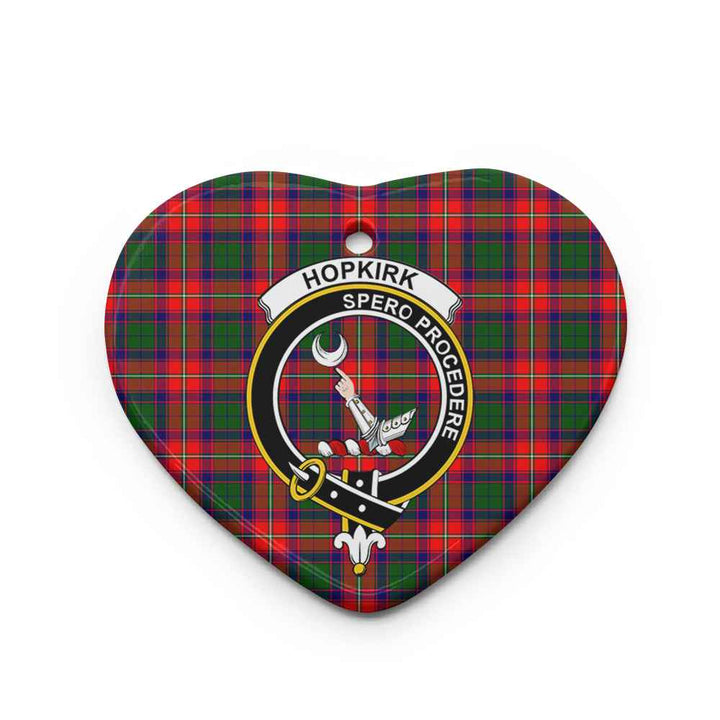 Scottish Hopkirk Clan Crest Tartan Ceramic Ornament Heart Shape Tartan Plaid
