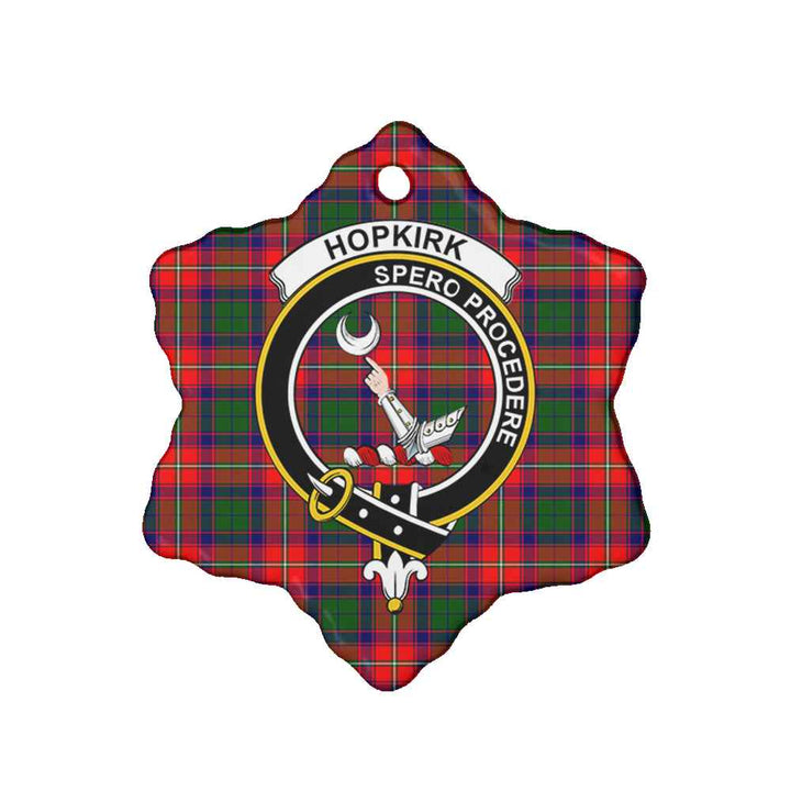 Scottish Hopkirk Clan Crest Tartan Ceramic Ornament Snow Flake Shape Tartan Plaid