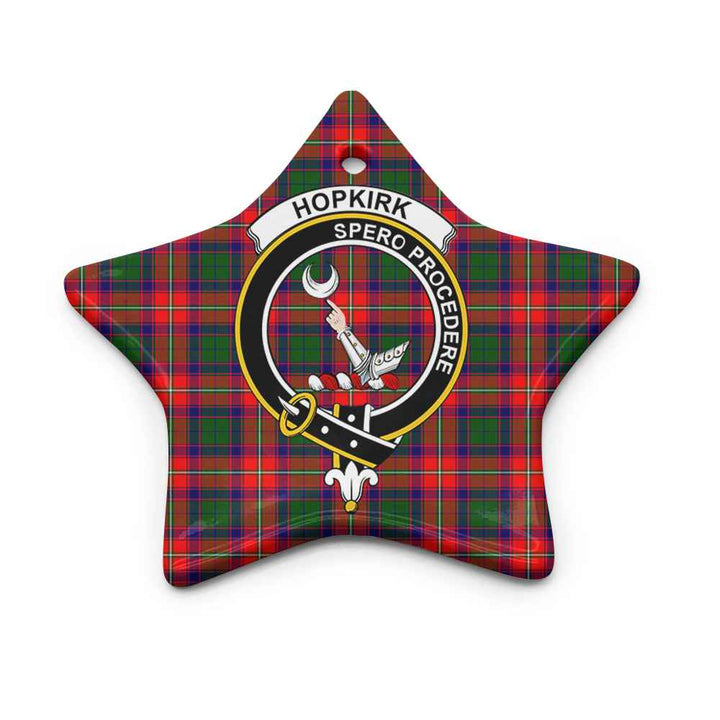 Scottish Hopkirk Clan Crest Tartan Ceramic Ornament Star Shape Tartan Plaid