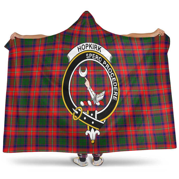 Scottish Hopkirk Clan Crest Tartan Hooded Blanket Tartan Plaid 1