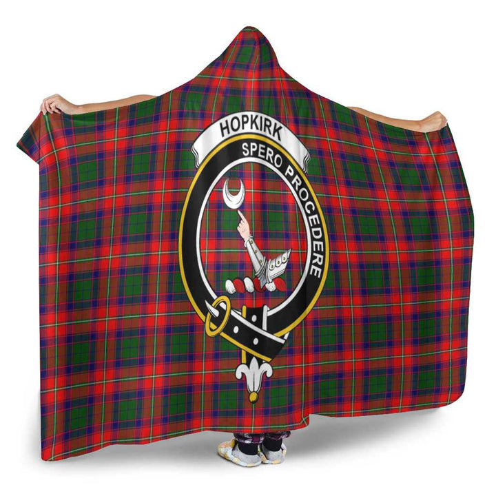 Scottish Hopkirk Clan Crest Tartan Hooded Blanket Tartan Plaid 2