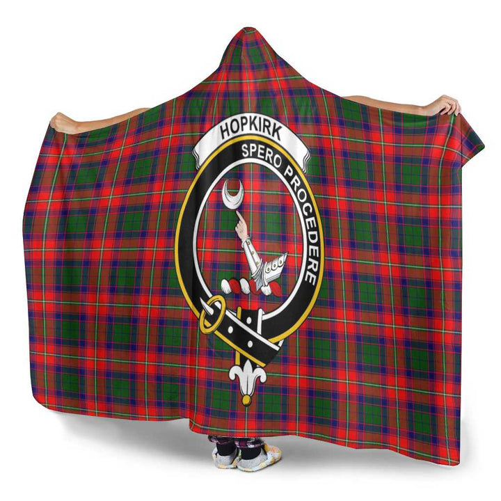 Scottish Hopkirk Clan Crest Tartan Hooded Blanket Tartan Plaid 3