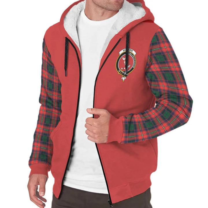 Scottish Hopkirk Clan Crest Tartan Plaid Sleeve Sherpa Hoodie