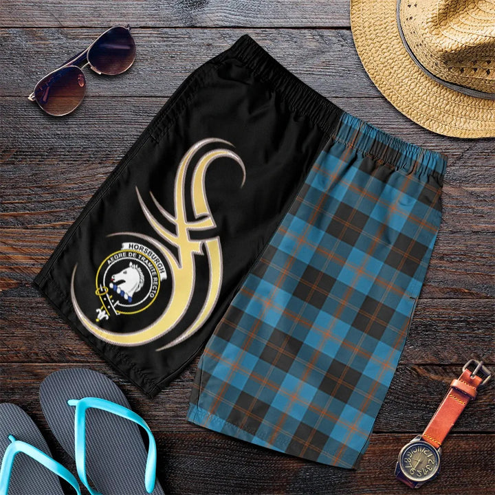 Scottish Horsburgh Clan Crest Tartan Believe in Me Men's Shorts