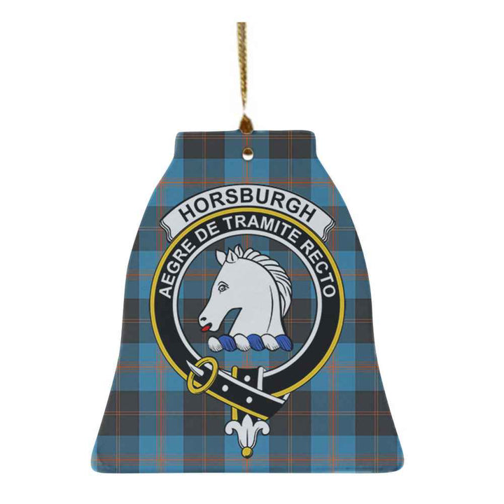 Scottish Horsburgh Clan Crest Tartan Ceramic Ornament Bell Shape Tartan Plaid