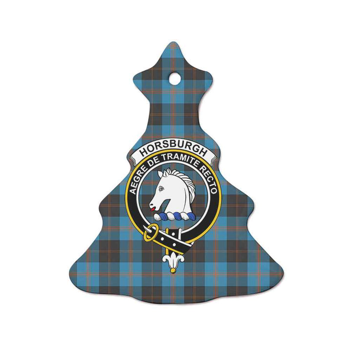 Scottish Horsburgh Clan Crest Tartan Ceramic Ornament Tree Shape Tartan Plaid