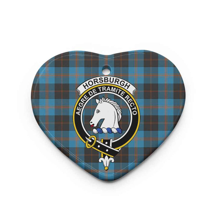 Scottish Horsburgh Clan Crest Tartan Ceramic Ornament Heart Shape Tartan Plaid