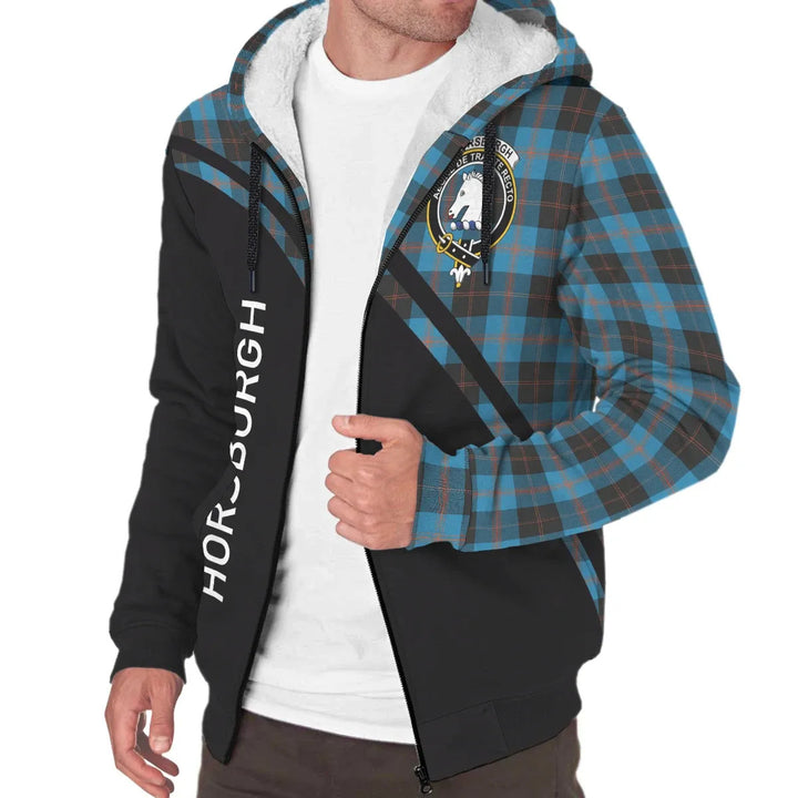 Scottish Horsburgh Clan Crest Tartan Curve Sherpa Hoodie