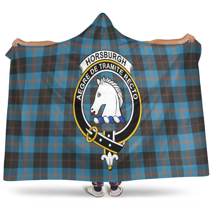 Scottish Horsburgh Clan Crest Tartan Hooded Blanket Tartan Plaid 1