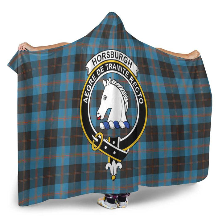 Scottish Horsburgh Clan Crest Tartan Hooded Blanket Tartan Plaid 2
