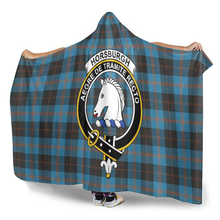 Scottish Horsburgh Clan Crest Tartan Hooded Blanket Tartan Plaid 3