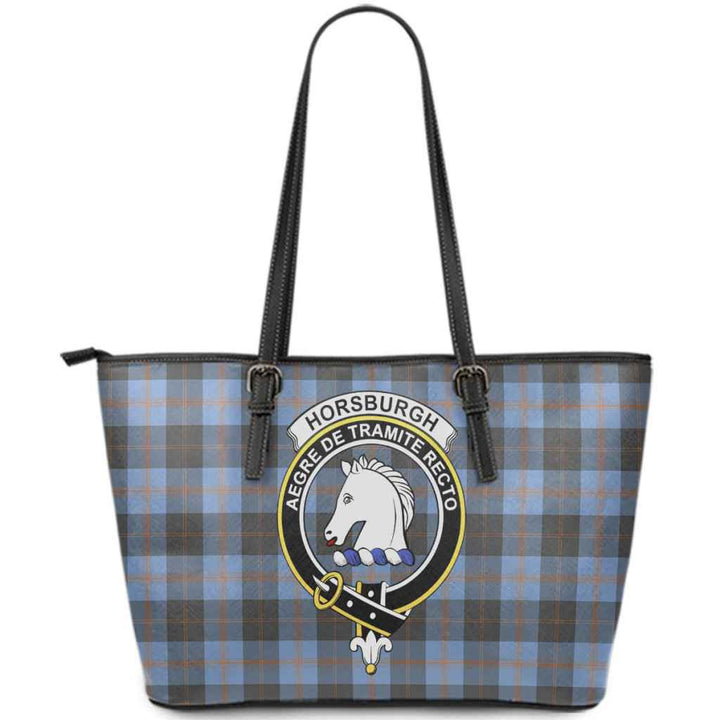 Scottish Horsburgh Clan Crest Tartan Leather Tote Tartan Plaid
