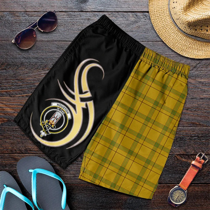 Scottish Houston Clan Crest Tartan Believe in Me Men's Shorts
