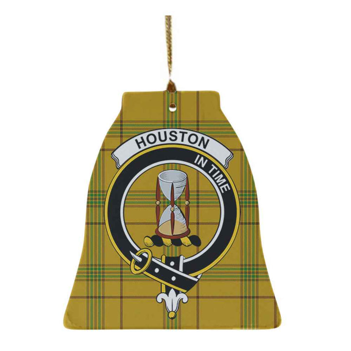 Scottish Houston Clan Crest Tartan Ceramic Ornament Bell Shape Tartan Plaid