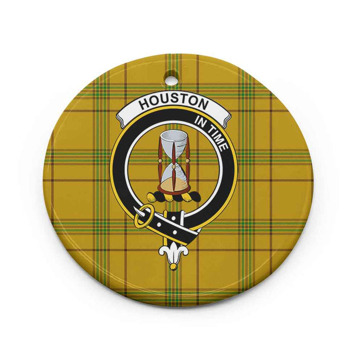 Scottish Houston Clan Crest Tartan Ceramic Ornament Circle Shape Tartan Plaid
