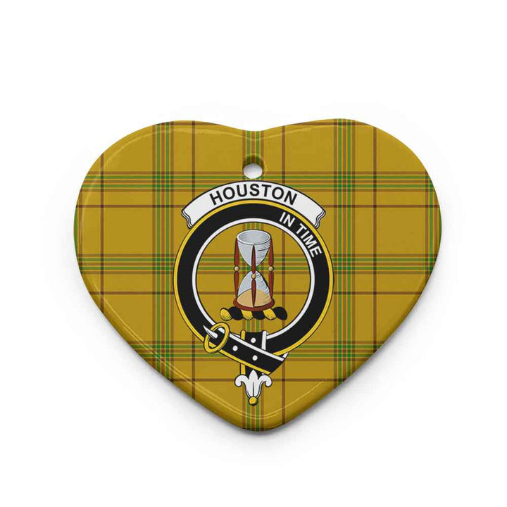 Scottish Houston Clan Crest Tartan Ceramic Ornament Heart Shape Tartan Plaid