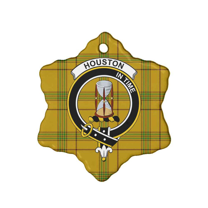 Scottish Houston Clan Crest Tartan Ceramic Ornament Snow Flake Shape Tartan Plaid